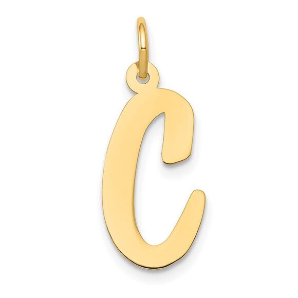 14k Yellow Gold Madison Collection LG Classic Script Initial C Pendant - Picture 1 of 5